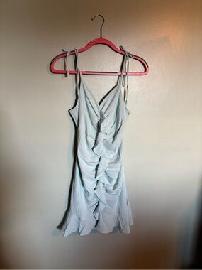 She + Sky Light Blue Ruffle Mini Dress